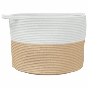vidaXL Panier &agrave; linge beige et blanc &Oslash;55x36 cm coton