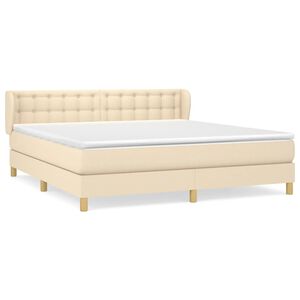 vidaXL Sommier &agrave; lattes de lit avec matelas Cr&egrave;me 180x200 cm Tissu