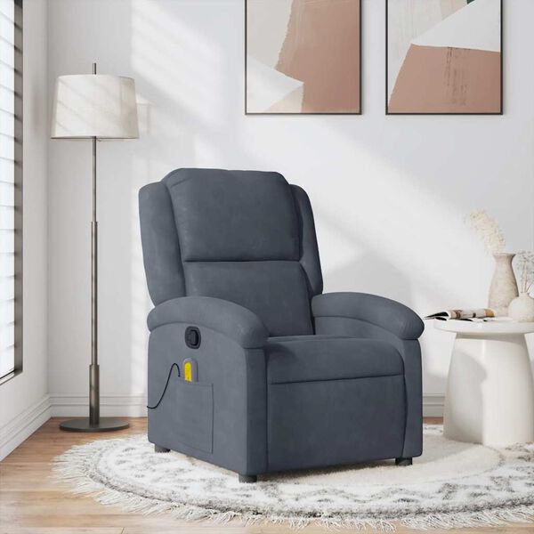 vidaXL Fauteuil de massage inclinable gris foncé velours