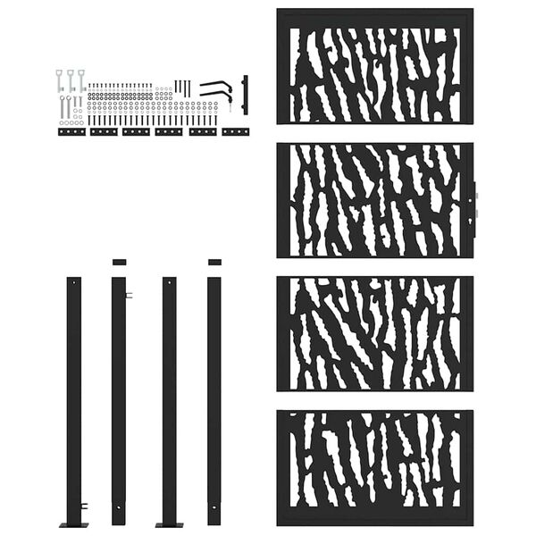 vidaXL Portail de jardin noir 100x200 cm en acier avec motif de traces