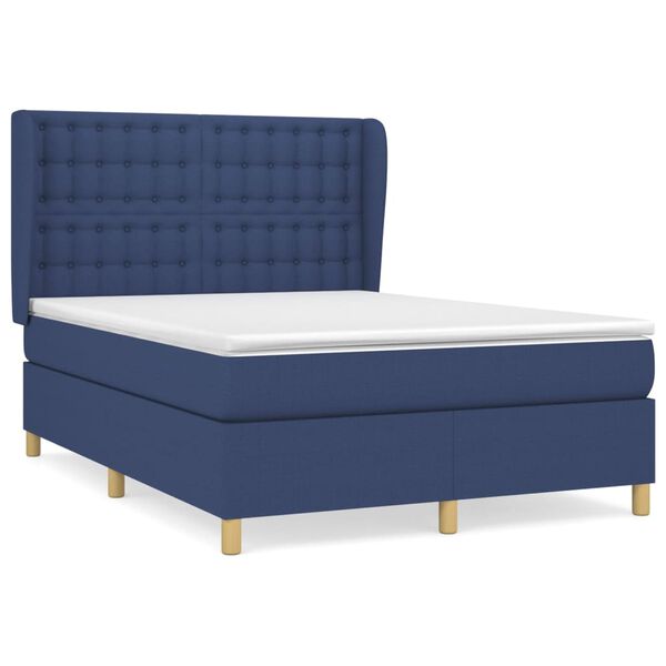 vidaXL Sommier &agrave; lattes de lit avec matelas Bleu 140x190 cm Tissu