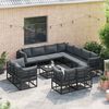 vidaXL Ensemble de canapé de jardin avec coussin 12 pcs Noir Aluminium