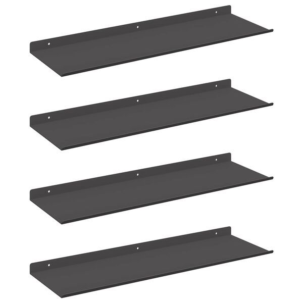 vidaXL &Eacute;tag&egrave;re flottante 4 pcs Noir 60 x 18 x 2,5 cm Acier