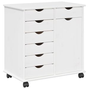 vidaXL Cabinet roulant Blanc 63,5 x 39 x 65,5 cm Bois de Pin Massif