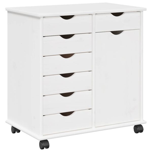 vidaXL Cabinet roulant Blanc 63,5 x 39 x 65,5 cm Bois de Pin Massif