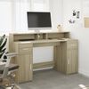 vidaXL Bureau avec lumières LED chêne sonoma bois d'ingénierie