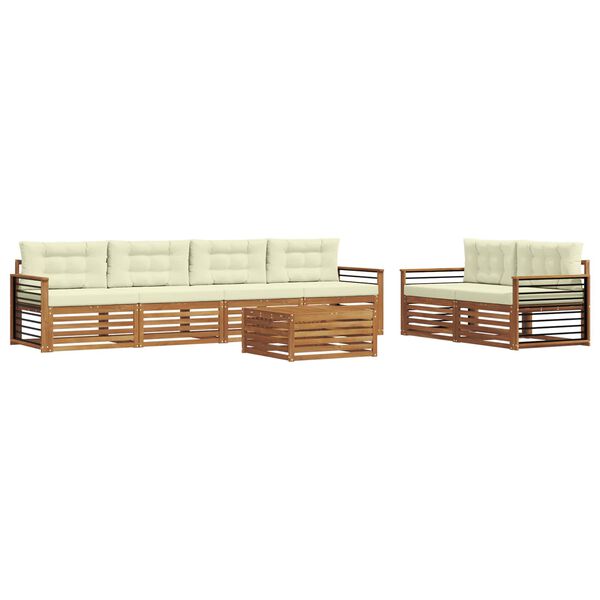 vidaXL Ensemble de canap&eacute;s d'ext&eacute;rieur 7 pcs Naturel et Cr&egrave;me