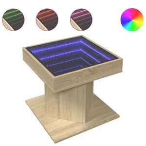 vidaXL Table basse avec LED ch&ecirc;ne sonoma 50x50x45 cm bois d'ing&eacute;nierie