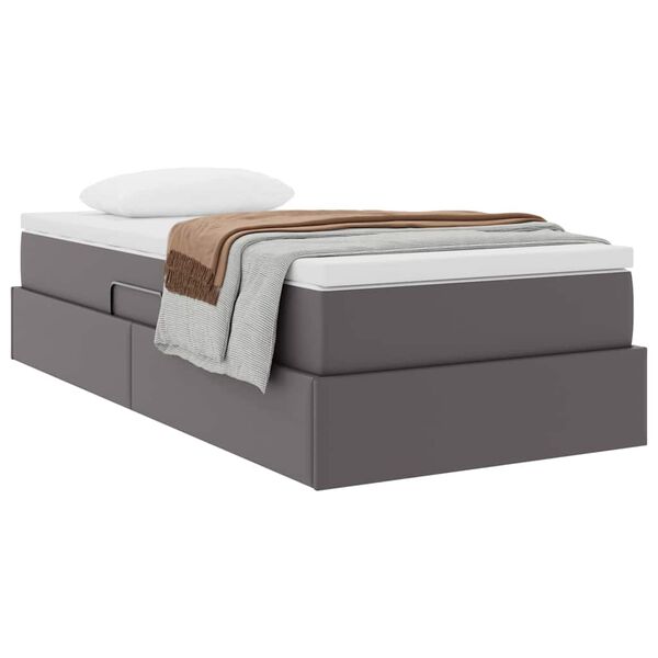 vidaXL Lit avec rangement et matelas Gris 100 x 200 cm Simili cuir