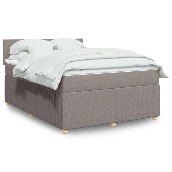 vidaXL Sommier &agrave; lattes de lit avec matelas Taupe 160x200 cm Tissu