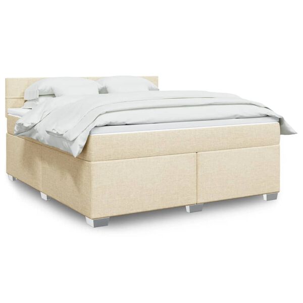 vidaXL Sommier &agrave; lattes de lit avec matelas Cr&egrave;me 180x200 cm Tissu