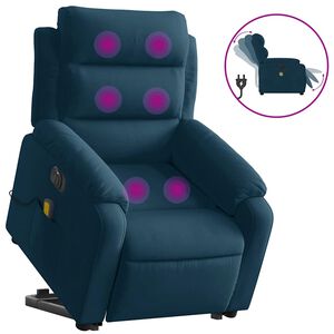 vidaXL Fauteuil inclinable de massage &eacute;lectrique bleu velours
