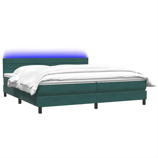 vidaXL Sommier &agrave; lattes de lit et matelas et LED vert fonc&eacute; 180x220cm velours