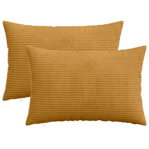 vidaXL Housse de coussin 2 pcs HEERLEN Jaune 30 x 50 cm velours c&ocirc;tel&eacute;