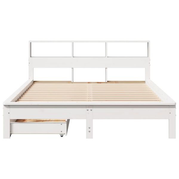 vidaXL Lit biblioth&egrave;que sans matelas blanc 140x200 cm bois pin massif