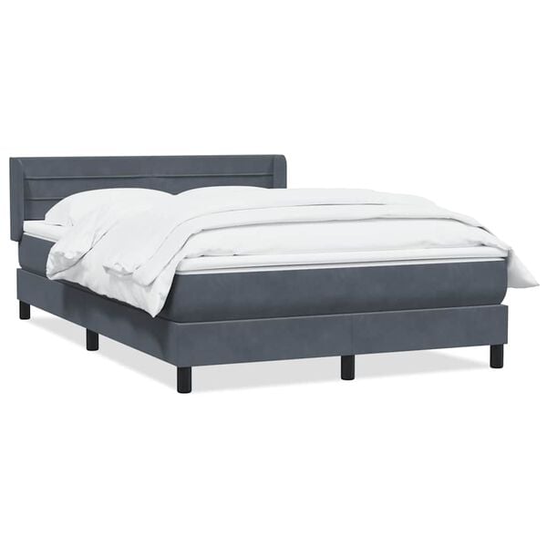 vidaXL Sommier &agrave; lattes de lit et matelas gris fonc&eacute; 140x210cm velours
