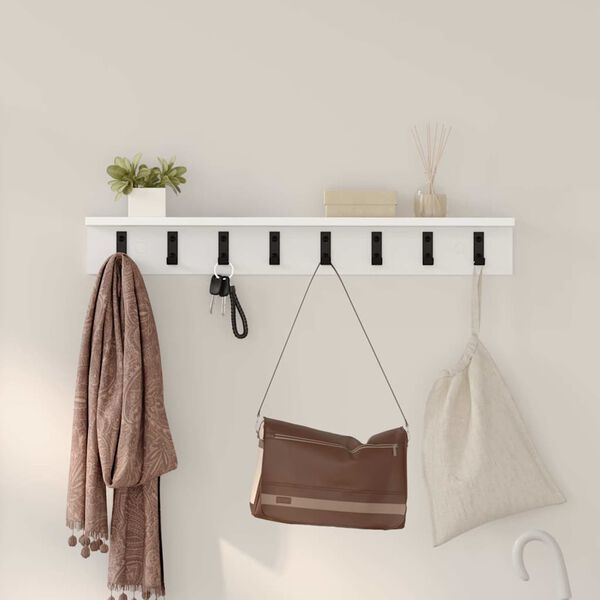 vidaXL Porte-manteau mural Blanc 80 x 10,5 x 10,5 cm Bois d'ing&eacute;nierie