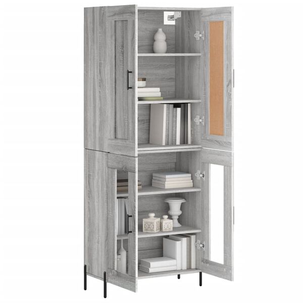 vidaXL Buffet haut Sonoma gris 69,5x34x180 cm Bois d'ing&eacute;nierie