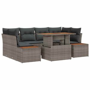 vidaXL Ensemble de canap&eacute; de jardin 9 pc Gris et marron