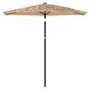 vidaXL Parasol de jardin avec LED et mât en acier marron 223x223x213cm
