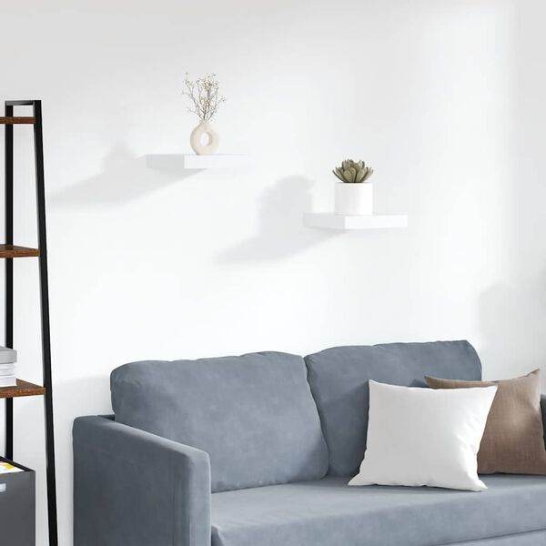 vidaXL &Eacute;tag&egrave;res murales flottantes 2 pcs blanc 23x23,5x3,8 cm MDF
