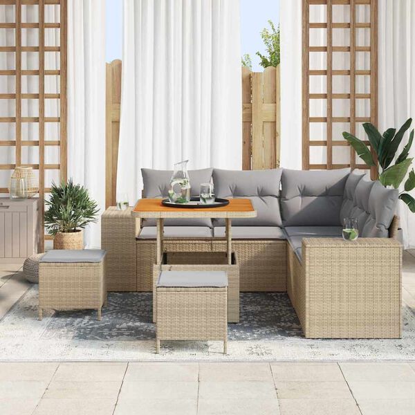 vidaXL Ensemble de canap&eacute; de jardin 8 pcs Beige et Gris clair