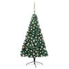 vidaXL Demi-arbre de No&euml;l artificiel pr&eacute;-&eacute;clair&eacute; et boules vert 240 cm