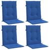 vidaXL Coussins de chaise de jardin &agrave; dossier bas lot de 4 bleu royal