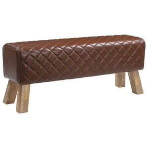 vidaXL banc 110 x 30 x 45 cm Cuir v&eacute;ritable Marron diamant