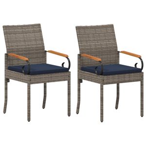 vidaXL Chaises de jardin avec coussin 2 pcs Gris et bleu marine