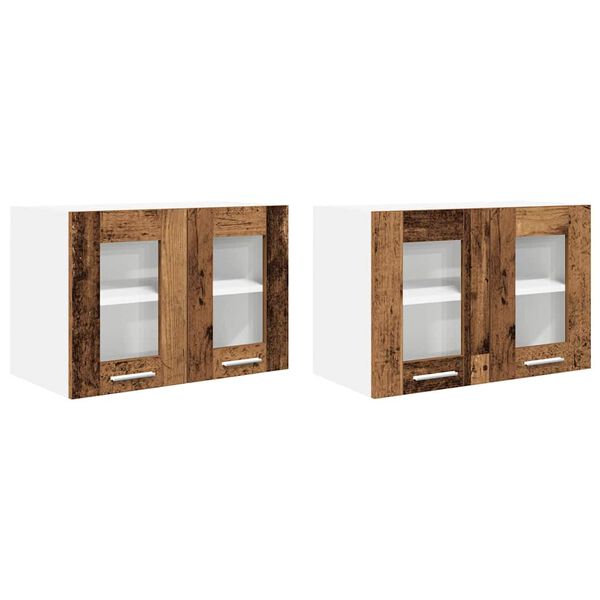 vidaXL Armoire suspendue avec porte 2 pcs Bois ancien 60 x 31 x 40 cm