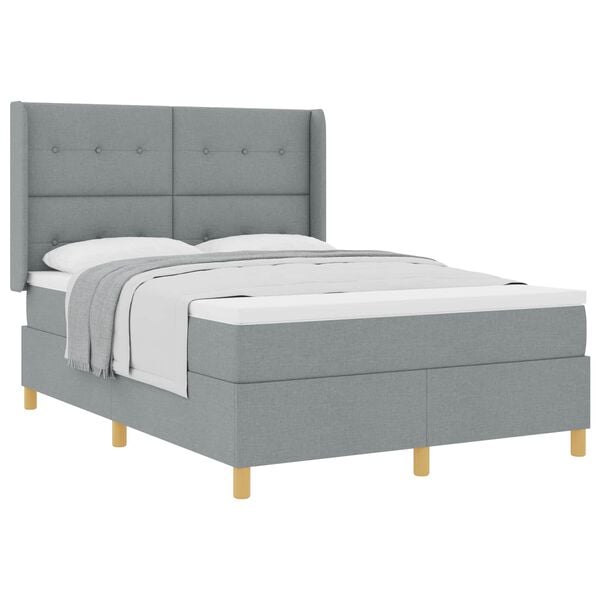 vidaXL Lit &agrave; ressorts avec matelas Gris clair 140 x 190 cm tissu