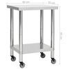vidaXL Table de travail de cuisine avec roues 80x45x85 cm Inox