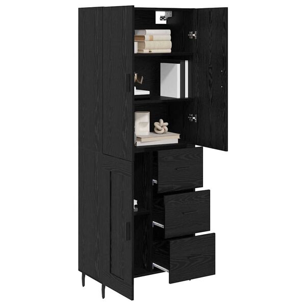 vidaXL Haut Armoire 2 pcs Ch&ecirc;ne noir Bois Agglom&eacute;r&eacute; et Verre