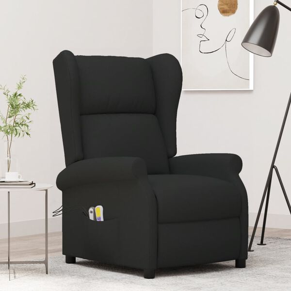 vidaXL Fauteuil de massage &eacute;lectrique &agrave; oreilles noir tissu