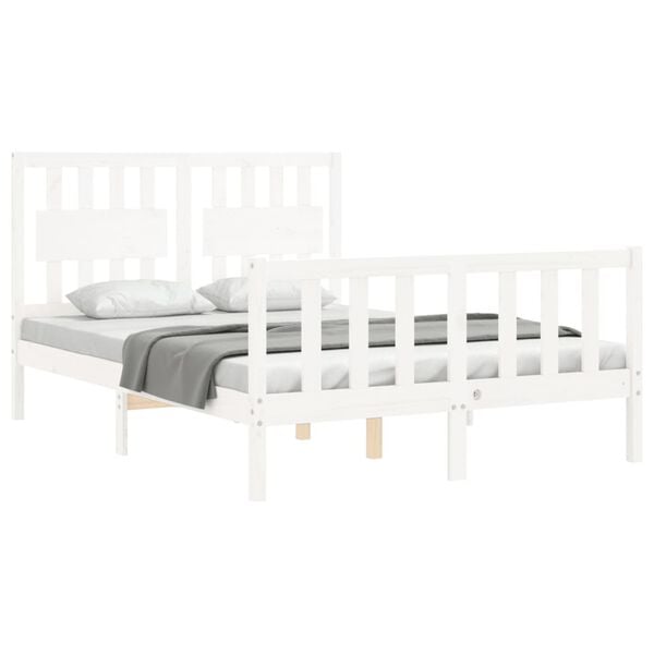 vidaXL Cadre de lit sans matelas blanc bois de pin massif