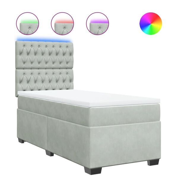 vidaXL Sommier &agrave; lattes de lit et matelas Gris clair 100x200cm Velours