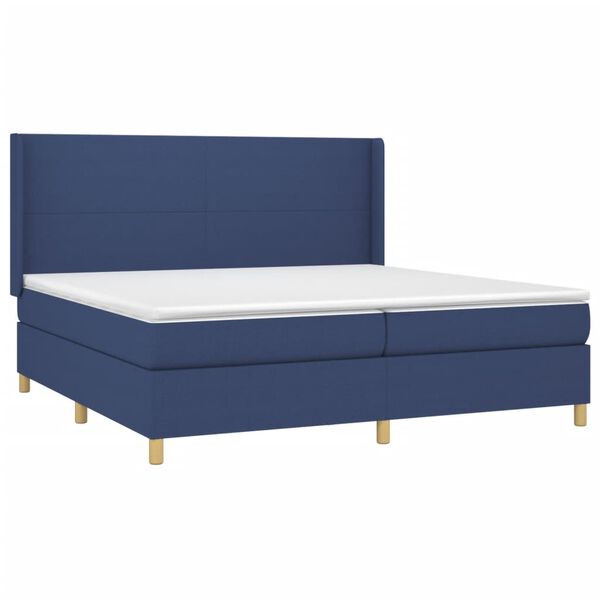 vidaXL Sommier &agrave; lattes de lit matelas et LED Bleu 200x200 cm Tissu