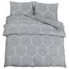 vidaXL Ensemble de housse de couette gris et blanc 200x200 cm coton