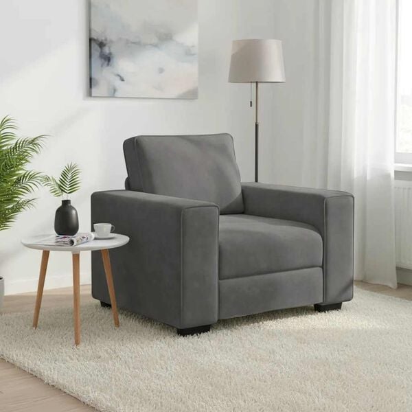 vidaXL Fauteuil gris fonc&eacute; 100x77x82 cm velours