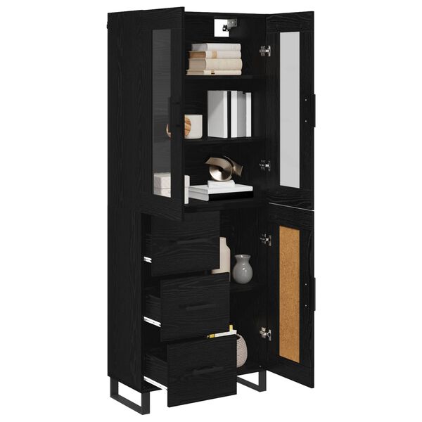 vidaXL Haut Armoire 2 pcs Ch&ecirc;ne noir Bois Agglom&eacute;r&eacute; et Verre