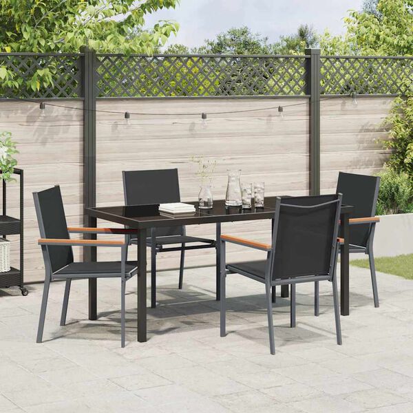 vidaXL Ensemble de salle &agrave; manger pour jardin 5 pcs Noir