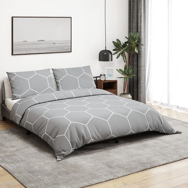 vidaXL Ensemble de housse de couette Gris 260x240 cm Coton