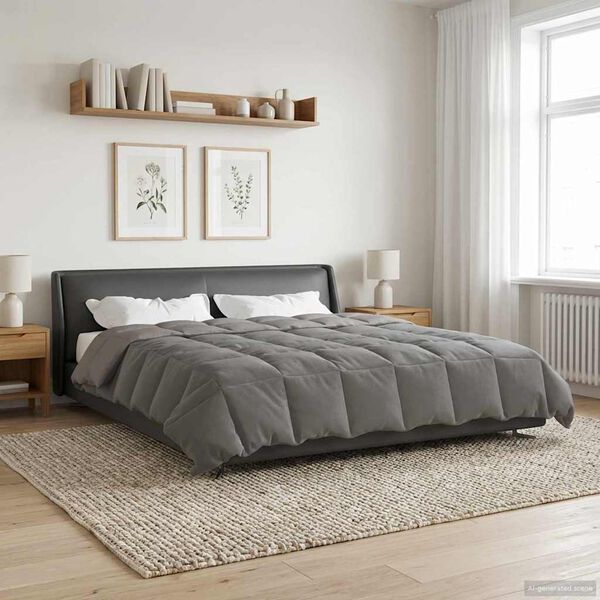 vidaXL Duvet d'&eacute;t&eacute; simple Matelass&eacute; Gris clair 200 x 240 cm Microfibre