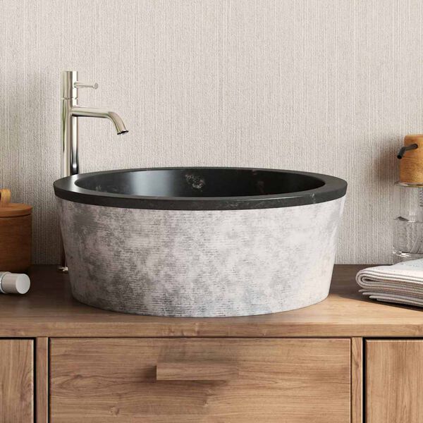 vidaXL Lavabo Noir &Oslash;40x15 cm Marbre