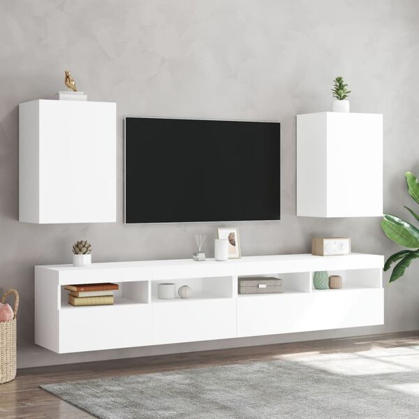 vidaXL Meuble TV mural blanc 40,5x30x60 cm bois d'ing&eacute;nierie