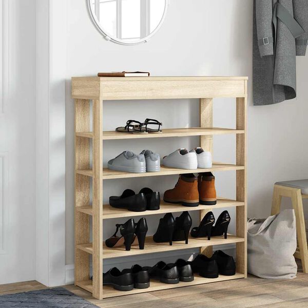 vidaXL Étagère à chaussures chêne sonoma 80x30x98 cm bois d'ingénierie