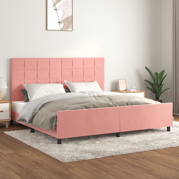 vidaXL Cadre de lit sans matelas rose 200x200 cm velours