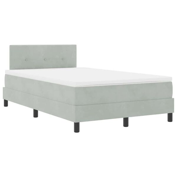 vidaXL Lit &agrave; ressorts avec matelas Gris clair 120 x 200 cm Velours