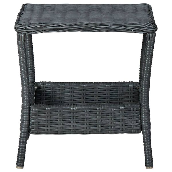 vidaXL Table de jardin Gris foncé 45x45x46,5 cm Résine tressée